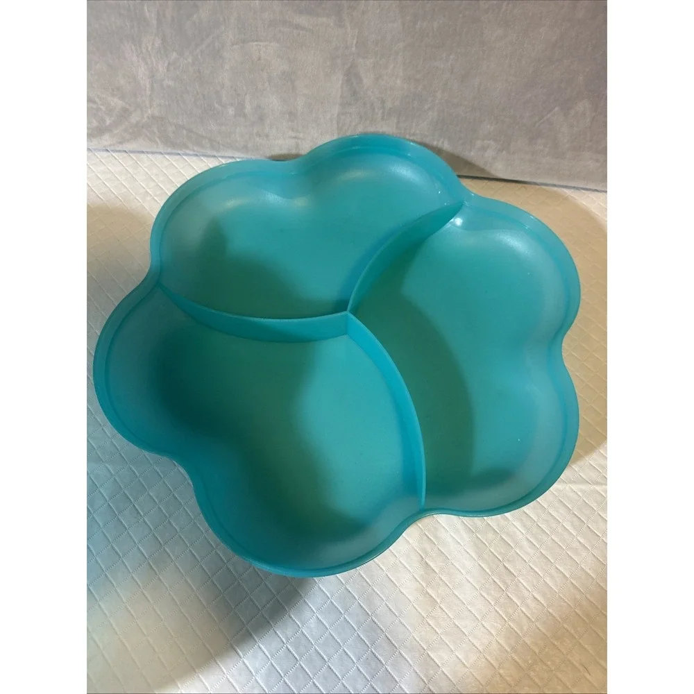 Tupperware 4624 5.6L Chip N Dip Bowl Set Aqua 6pc Divided Lid Tray
